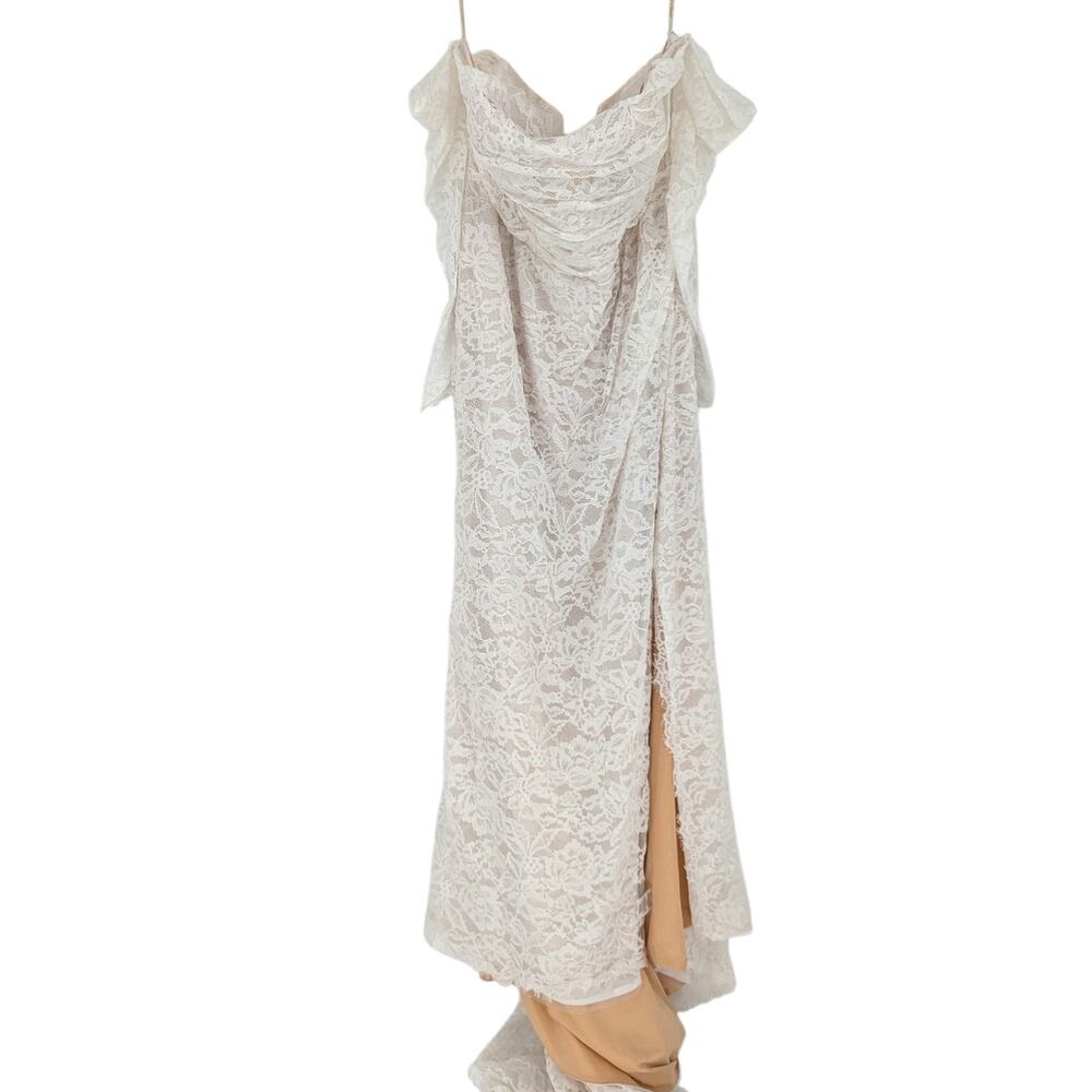Jenny Yoo Dove Lace Wedding Dress Anthropologie Plus Size 22W Detachable Sleeves - Picture 3 of 5